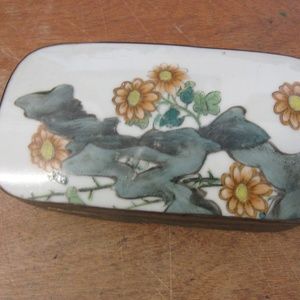 Antique Japanese Silver Plate and Porcelain Box